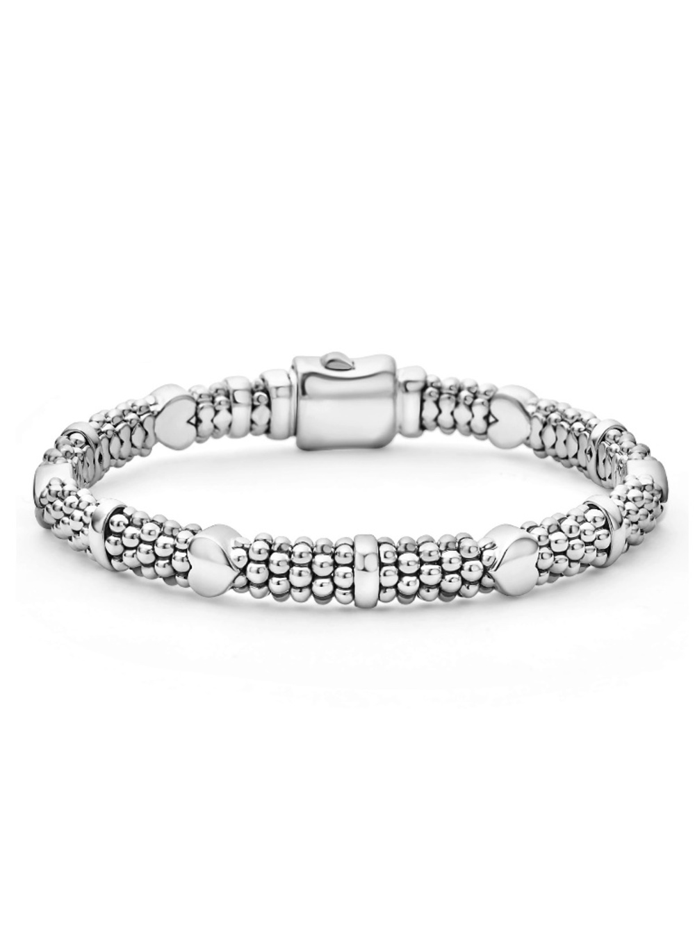 LAGOS Kinder Child's First Caviar Bracelet with Hearts in Sterling Silver